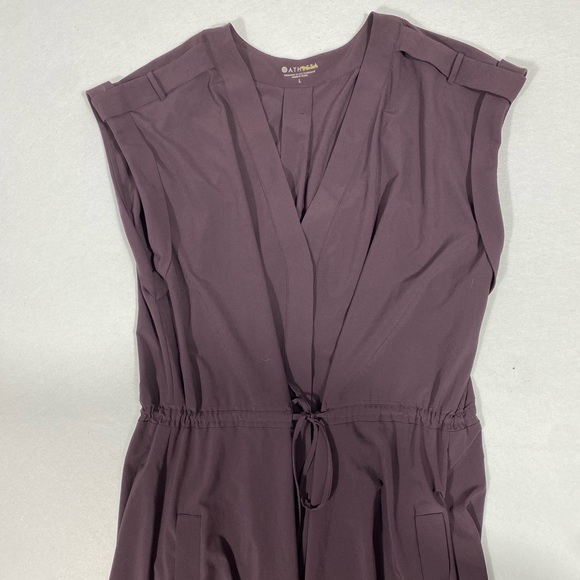 Athleta Mara Maxi Button Down Athleisure Travel Dress in wild raisin size large - Picture 9 of 16